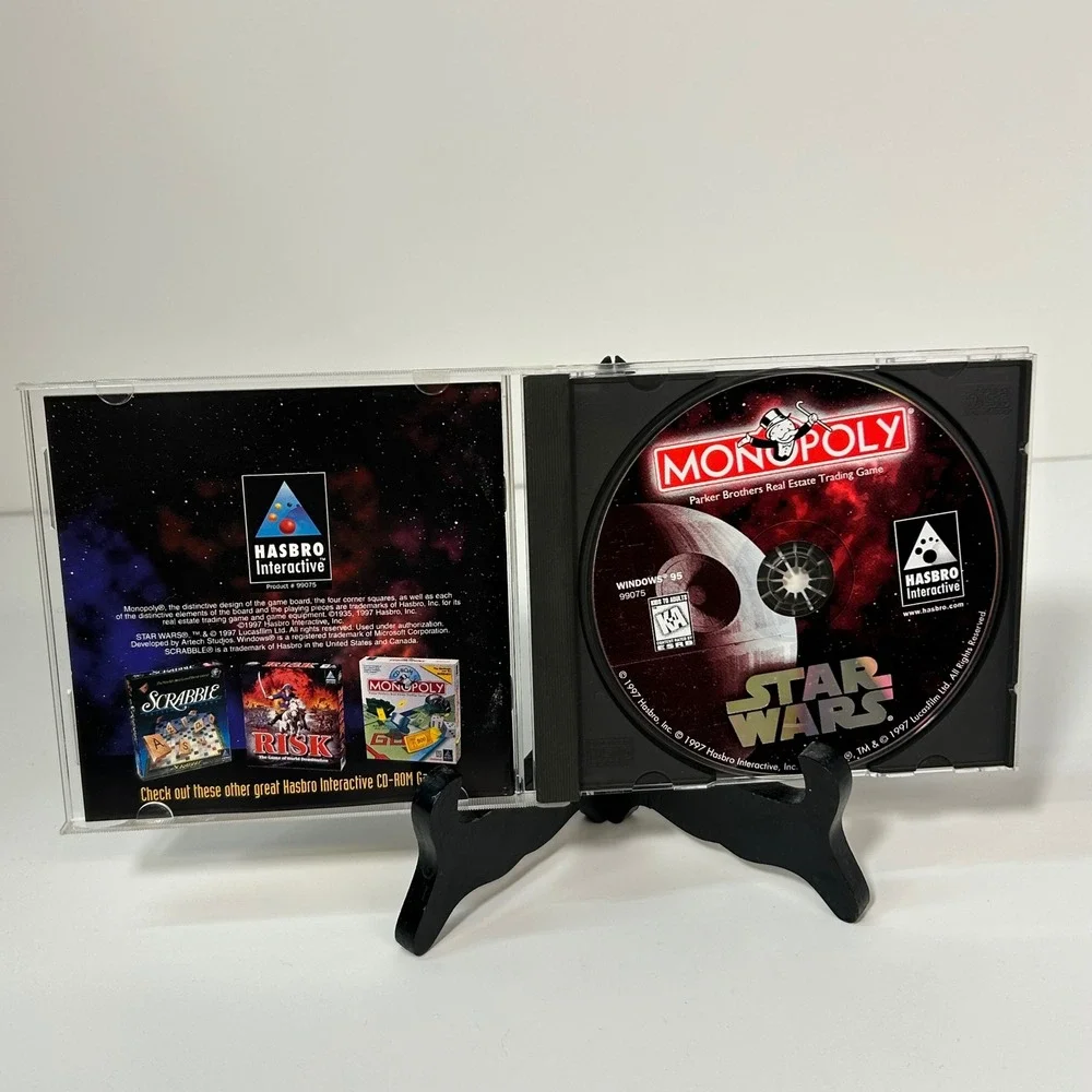 Monopoly Star Wars CD-ROM PC Game‎ 1997 Windows 95 LucasArts Hasbro Vintage 90s